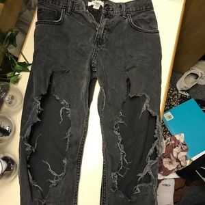 super ripped distressed black jeans
